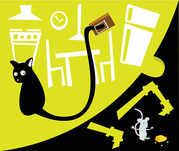 Cat and Mouse vector art illustration