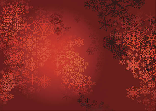A red Christmas background with shiny snowflakes designs vector art illustration