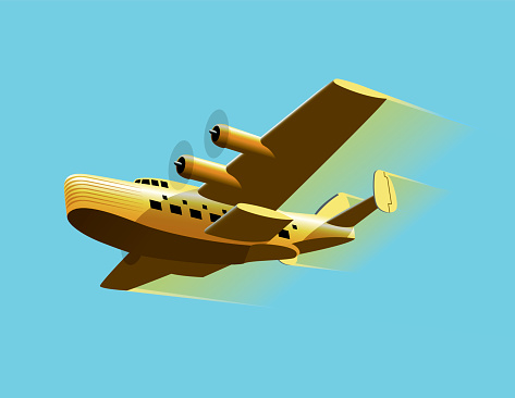 A generic vintage-looking seaplane.  Sky may be removed for placing on a white or other background.