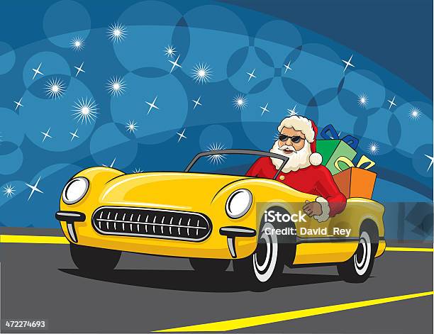 Поспешите Санта — стоковая векторная графика и другие изображения на тему Санта Клаус - Санта Клаус, Водить, Гоночный автомобиль