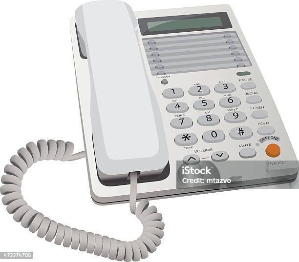 White Office Style Desk Phone With An Orange Button Stock Illustration - Download Image Now