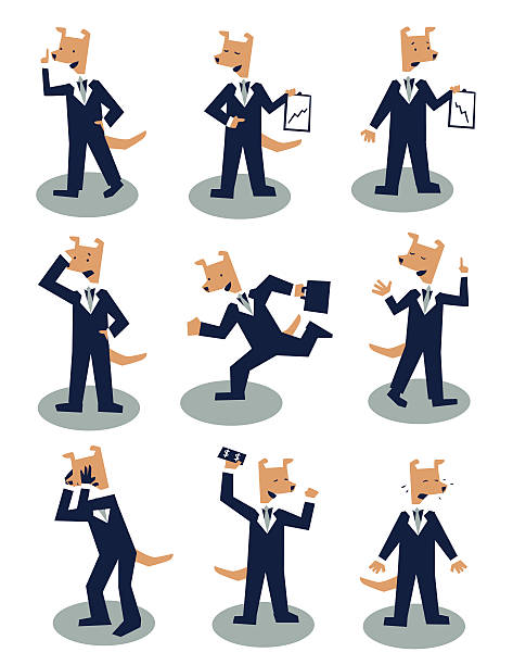 Funny dogs in business suits vector art illustration