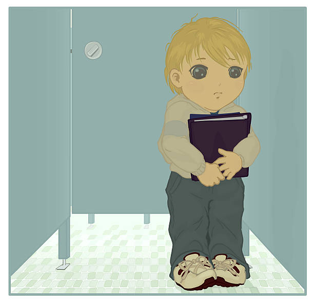 Lonely Little Boy vector art illustration