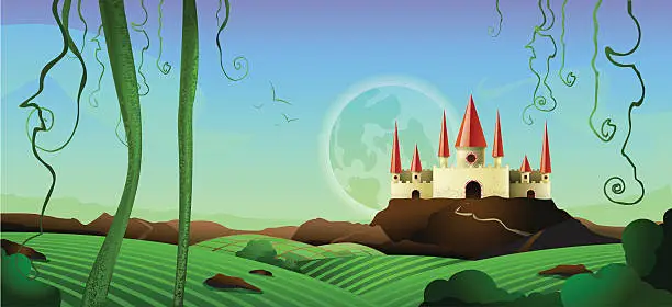 Vector illustration of Horizontal Landscape Castle Background