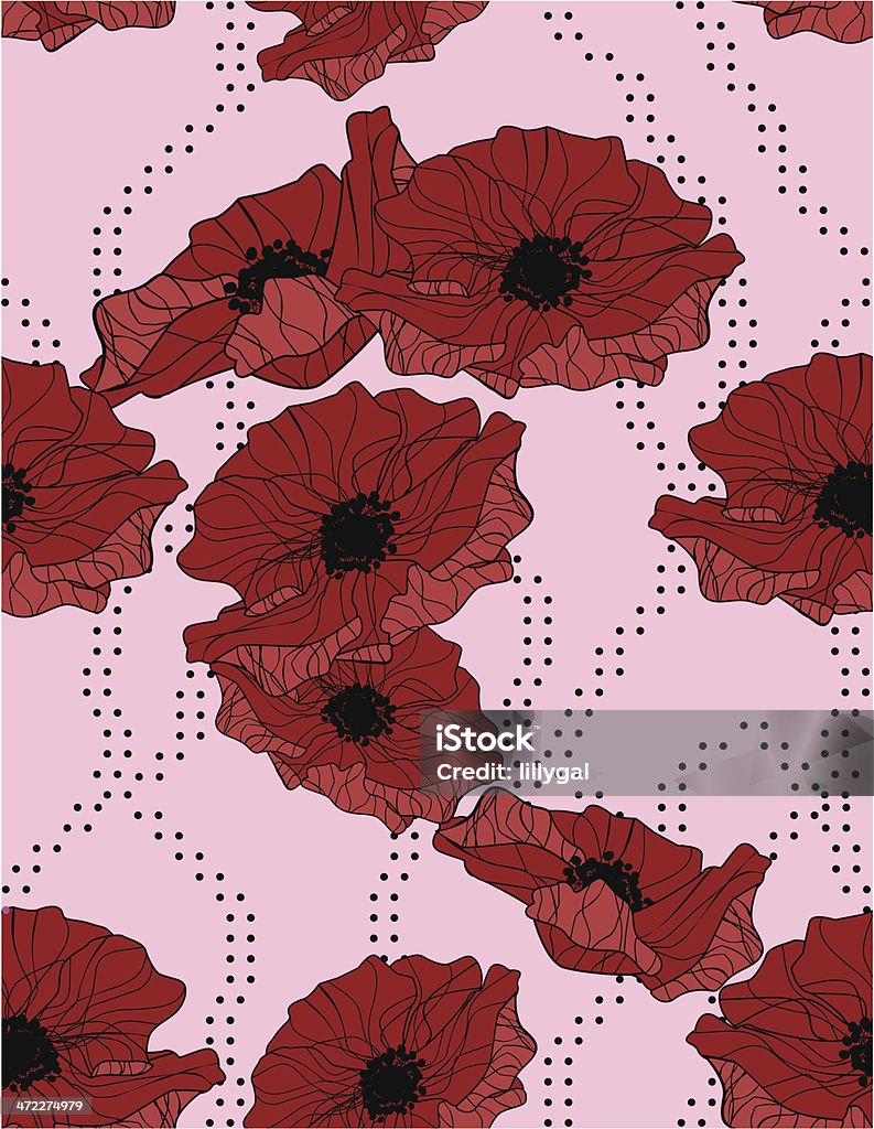 Poppy Pattern Vector Poppy Pattern Stock Illustration - Download Image Now - Abstract ...