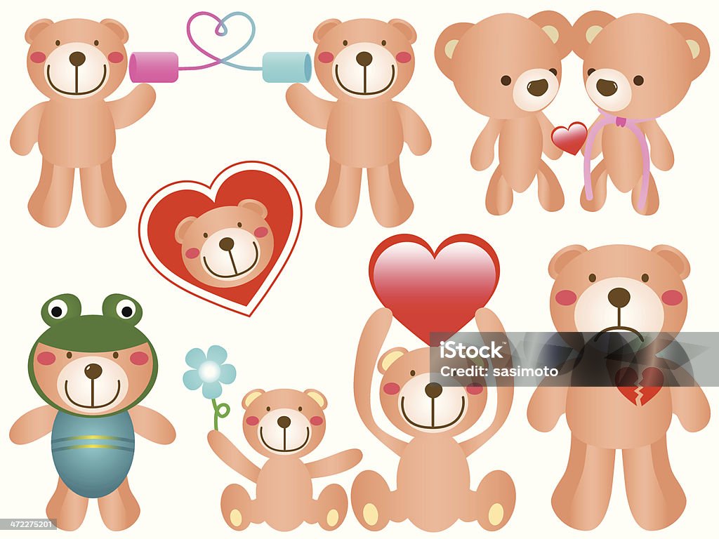 Vecteur dessin animé mignon: Ours dans différentes actions - clipart vectoriel de Amitié libre de droits