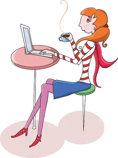 Vector illustration of working girl