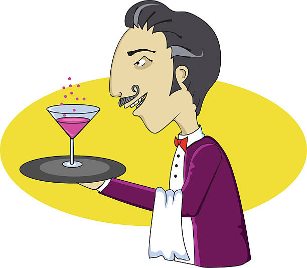 Garçom cocktail - ilustração de arte em vetor