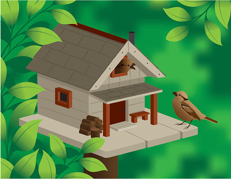 Two birds at the birdhouse

Background is on a separate layer and contains a gradient mesh

Also included: In addition to the eps file, a high resolution jpg file is also included for easy use in a variety of office software programs including Microsoft Office, Publisher, Paint, Corel Draw, etc.

