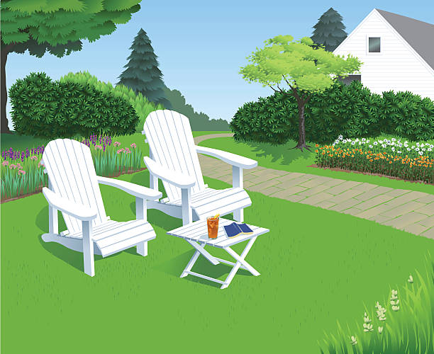 Backyard Garden Chairs vector art illustration