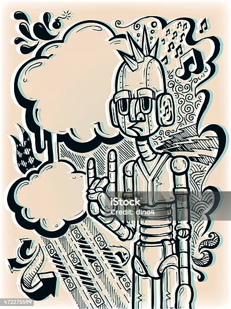 Rockbot Stock Vektor Art und mehr Bilder von Graffito - Graffito, Punker, Roboter