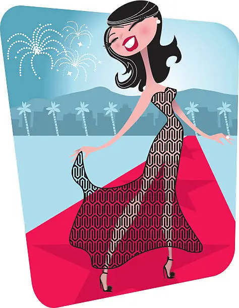 Vector illustration of Hollywood Red Carpet Actress