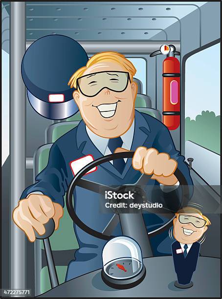 Bus Driver Happy And Jolly Stock Illustration - Download Image Now - Bus Driver, Bobble Head Doll, Adult