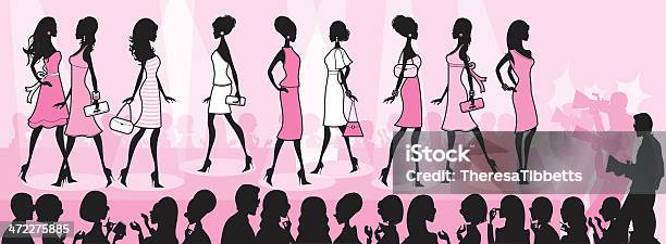 Girly Fashion Show Stock Illustration - Download Image Now - Fashion Show, Pink Color, Audience