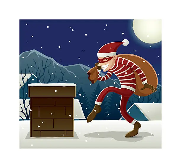 Vector illustration of Santa Thief