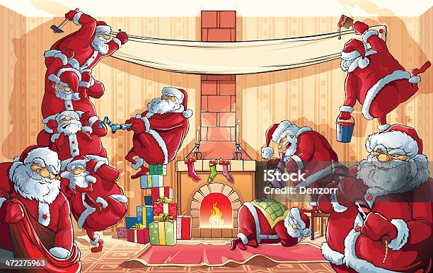 Ilustración de Navidad Santa Claus Invasión y más Vectores Libres de Derechos de Navidad - Navidad, Papá Noel, Pintura - Equipo de arte y artesanía