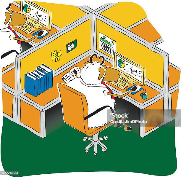 Office Sheep Stock Illustration - Download Image Now - Computer, Desk, Sheep