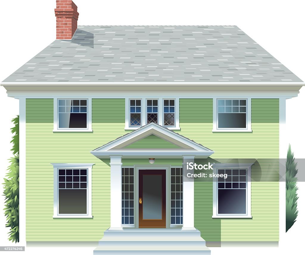 Big Green House A classic two-story house in summery green paint. House stock vector