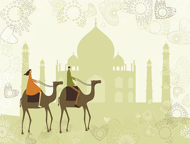 illustrazioni stock, clip art, cartoni animati e icone di tendenza di viaggio in india - india travel journey camel