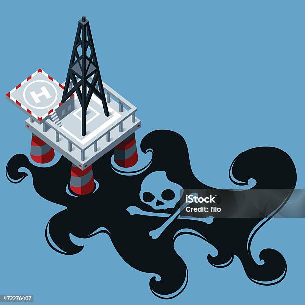 Wyciek Ropy Naftowej - Stockowe grafiki wektorowe i więcej obrazów Morze - Morze, Platforma naftowa, Wieża wiertnicza