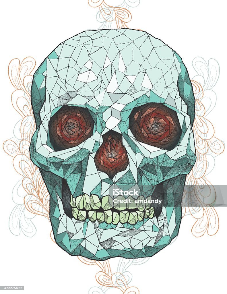 post cubist this is a skull made up of geometrical diamond shapes and triangles. the colors are blocked out behind the image and can be easily manipulated.  Sugar Skull stock vector