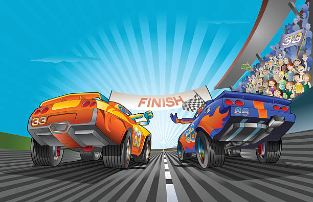 ilustrações de stock, clip art, desenhos animados e ícones de luta de carro de corrida - motor racing track motorized sport sports race road