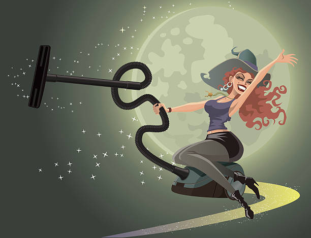 Modern witch vector art illustration