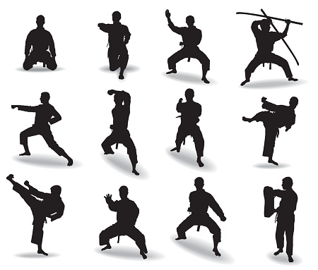 Several well-known martial arts, and their traditional weapons.