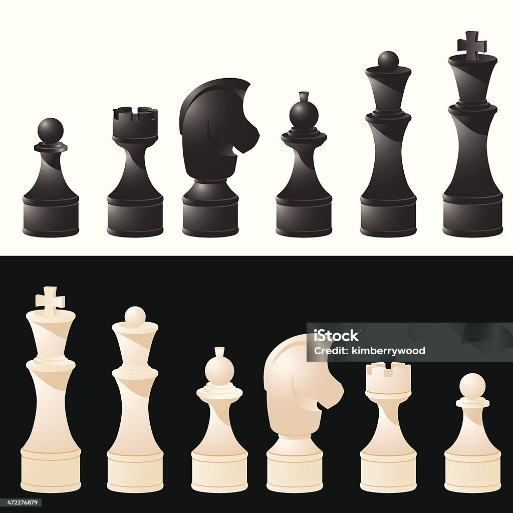 Chess Vector File of Black and White Chess Pieces Aggression stock vector