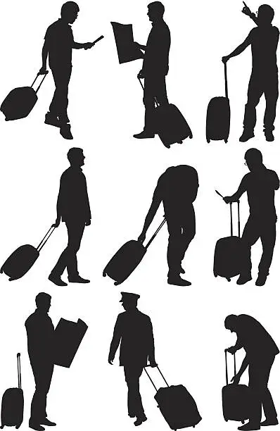 Vector illustration of Travelers at the airport