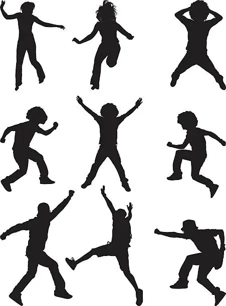 Vector illustration of Excited people jumping