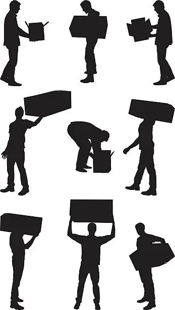 Vector illustration of Men with boxes