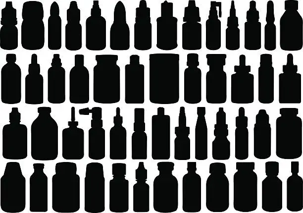 Vector illustration of A pattern of black bottles on a white background