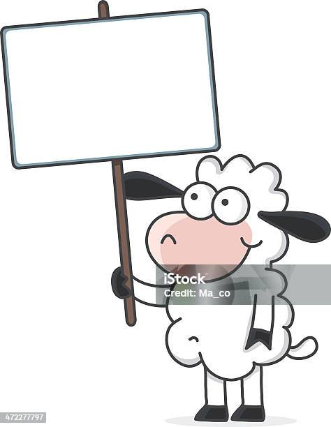 Cartoonschaf Hält Eine Leere Schild Stock Vektor Art und mehr Bilder von Schaf - Schaf, Stehen, Halten