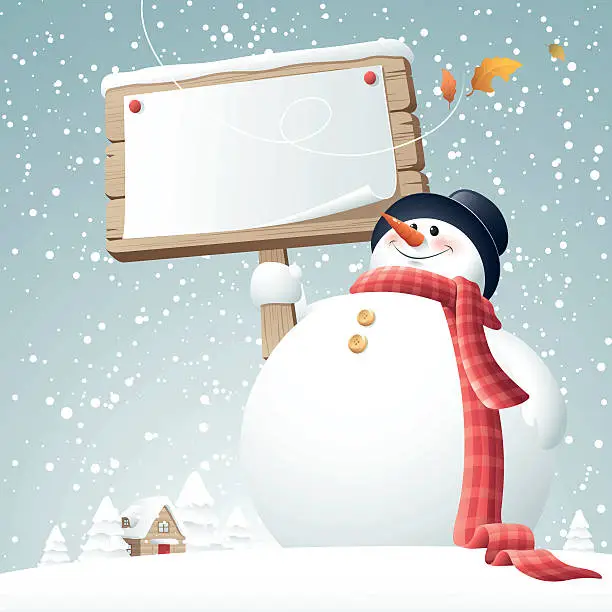 Vector illustration of Snowman - Sign