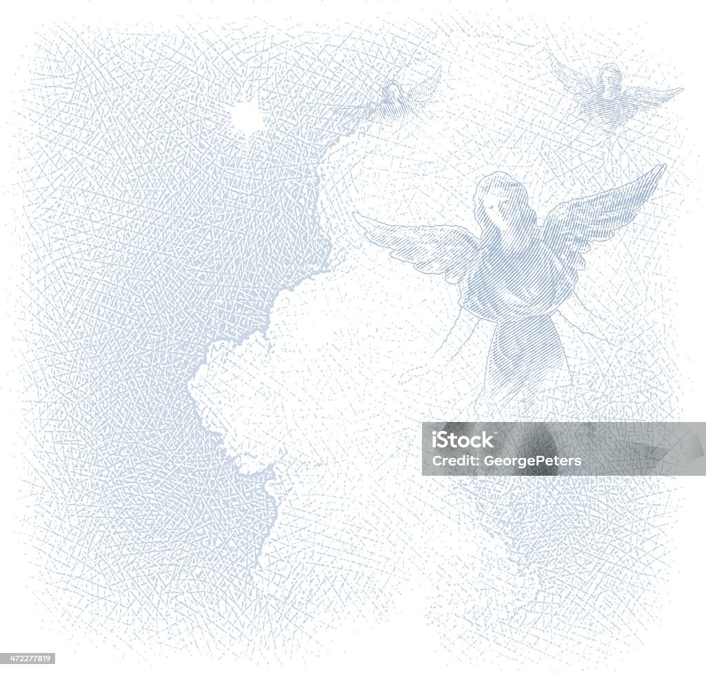 Ангелы и Облачный пейзаж фон - Векторная графика Ангел роялти-фри