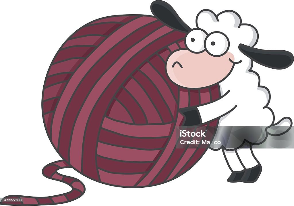Schaf mit einem ball aus Wolle - Lizenzfrei Schaf Vektorgrafik