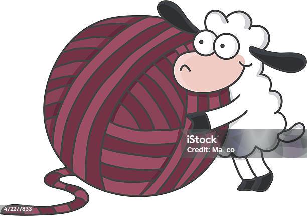 Schaf Mit Einem Ball Aus Wolle Stock Vektor Art und mehr Bilder von Schaf - Schaf, Stricken, Bauernhaus