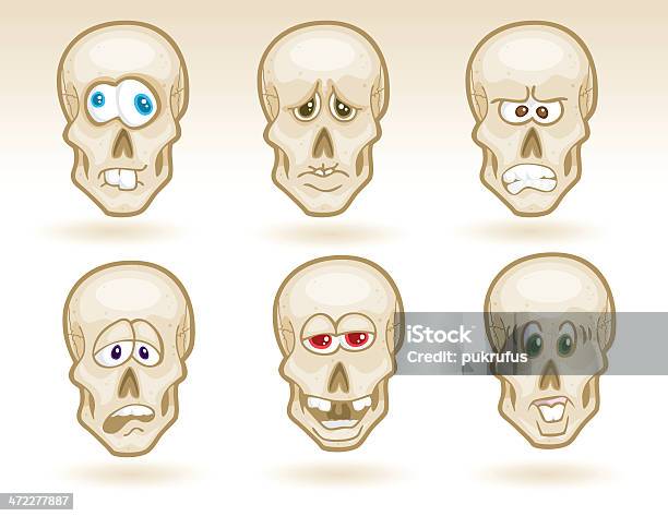 Ilustración de Calaveras Graciosas y más Vectores Libres de Derechos de Bizco - Bizco, Cabeza humana, Cadáver