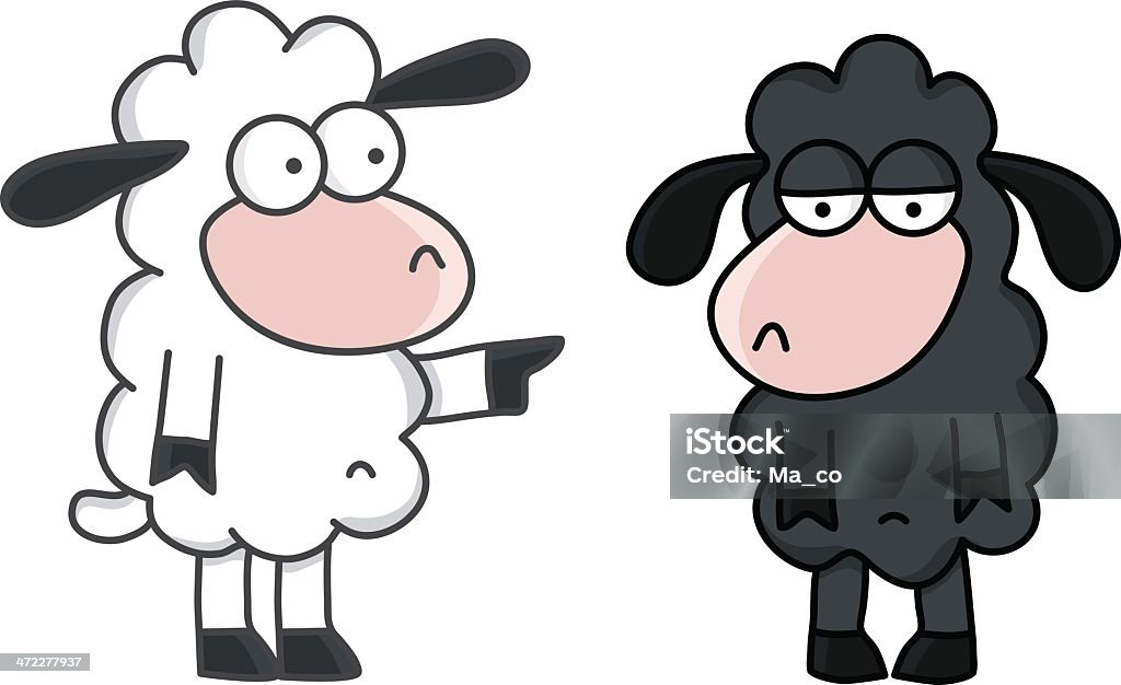 Comic-das schwarze Schaf und mobbing - Lizenzfrei Schaf Vektorgrafik