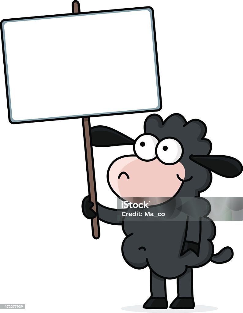 cartoon-Schaf hält eine leere Schild - Lizenzfrei Leeres Schild Vektorgrafik