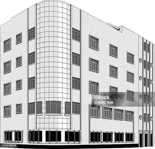 Isolated Office Building Stock Illustration - Download Image Now - Apartment, Architecture, Black And White