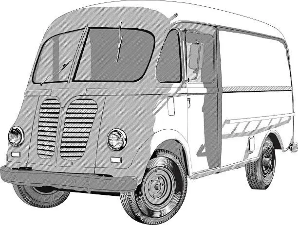 Vector illustration of Seventies wagon van