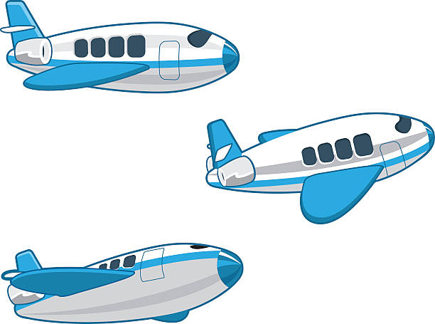 Planes One plane in flight from three different angles.   airplane clipart stock illustrations
