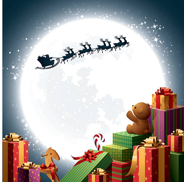 ilustrações de stock, clip art, desenhos animados e ícones de natal presentes-santa trenó - gift santa claus christmas present christmas