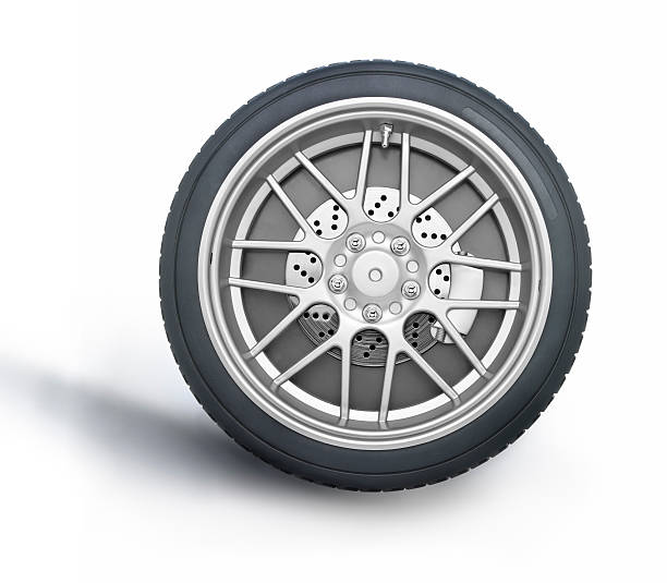 istock Car wheel against white background 472278104