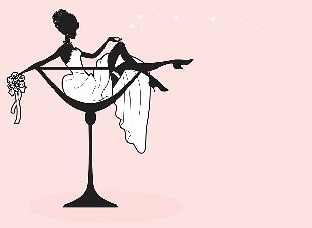 Champagne Bride A cute bride in a champagne glass. See my portfolio for more cocktail glass girls. Click below for more party and marriage images. bride illustrations stock illustrations
