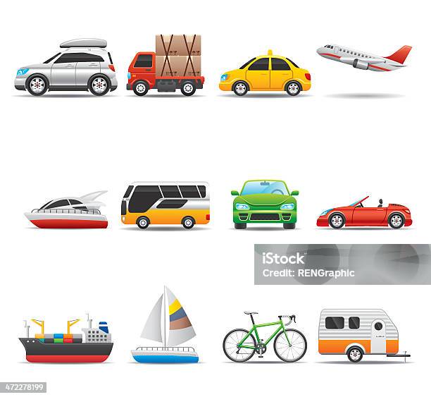 Transportation Icon Set Elegant Series Stock Illustration - Download Image Now - Airplane, Icon Symbol, Nautical Vessel