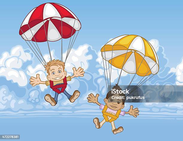 Parachute Kids Stock Illustration - Download Image Now - Parachuting, Child, Parachute