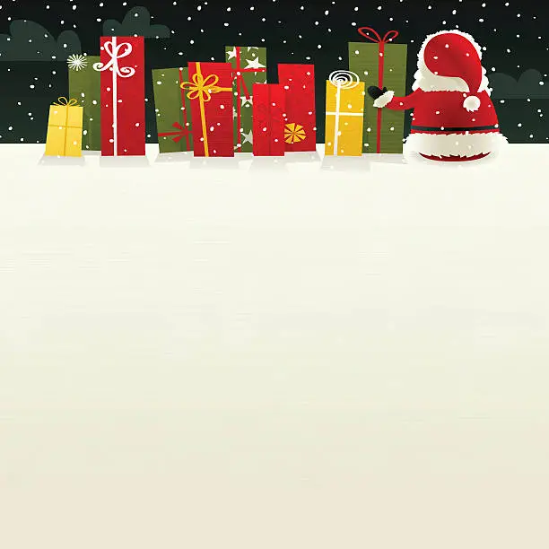 Vector illustration of Santa with gifts - Very detailed